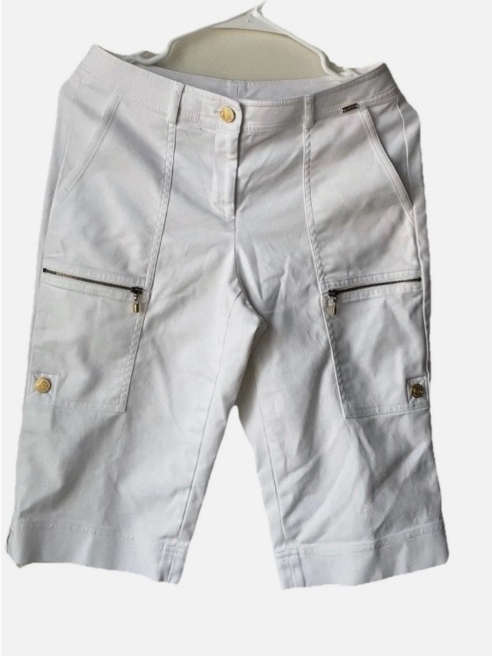 St. John White Cargo Bermuda Shorts with Zip Pockets NWOT